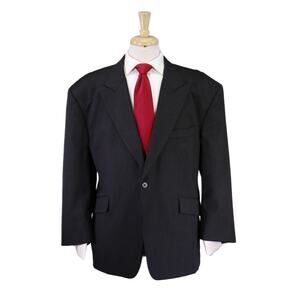 Custom Tailored Solid Charcoal Gray 1-Btn Peak Lapel Wool Suit Athletic 50S